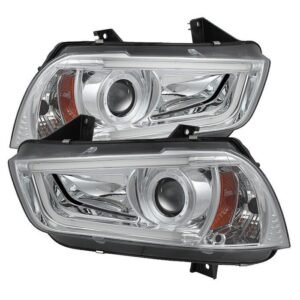 Dodge Charger 11-14 Projector Headlights  - Light Tube DRL - Chrome - Image 1