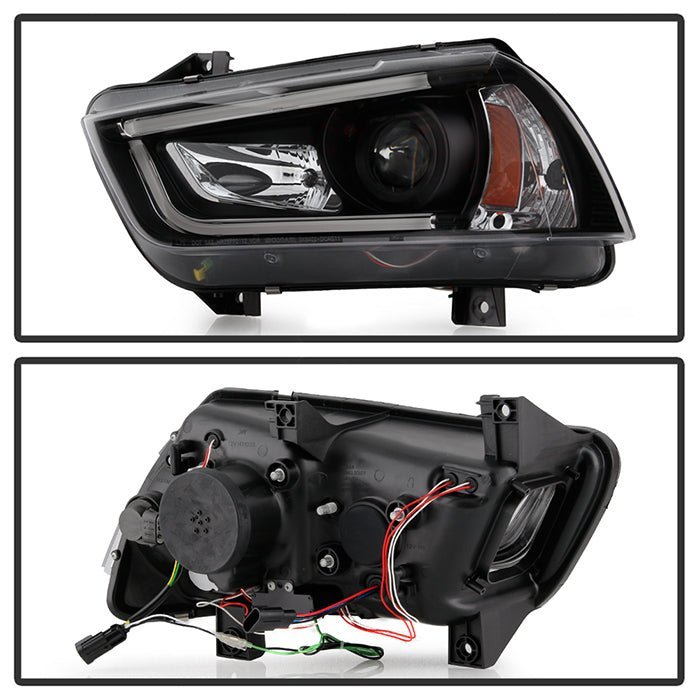 Dodge Charger 11-14 Projector Headlights - Light Tube DRL - Black