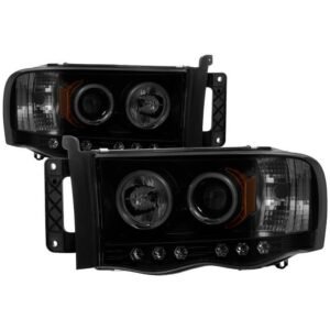 Dodge Ram 1500 02-05 / Ram 2500/3500 03-05 Projector Headlights - LED- Black Smoke - Image 1