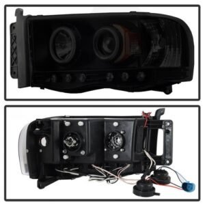Dodge Ram 1500 02-05 / Ram 2500/3500 03-05 Projector Headlights - LED- Black Smoke - Image 2