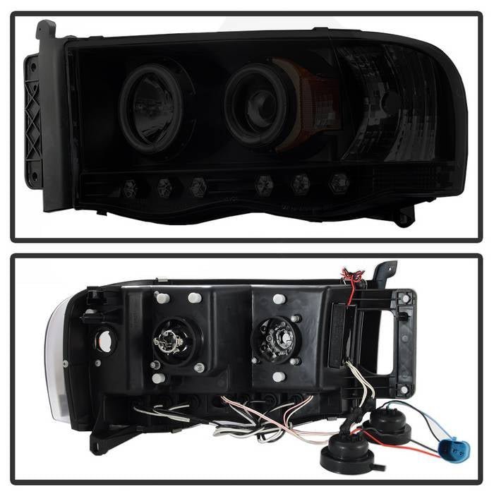Dodge Ram 1500 02-05 / Ram 2500/3500 03-05 Projector Headlights - LED- Black Smoke
