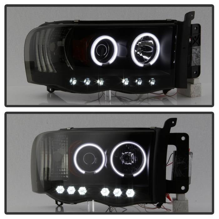 Dodge Ram 1500 02-05 / Ram 2500/3500 03-05 Projector Headlights - LED- Black Smoke