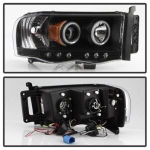 Dodge Ram 1500 02-05 / Ram 2500/3500 03-05 Projector Headlights - LED Halo - Black - Image 2