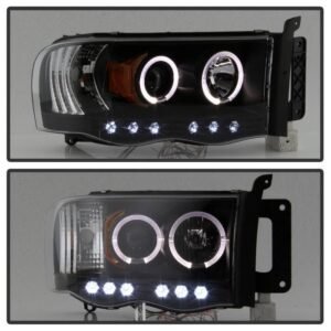 Dodge Ram 1500 02-05 / Ram 2500/3500 03-05 Projector Headlights - LED Halo - Black - Image 8