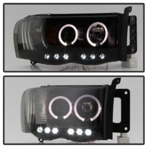 Dodge Ram 1500 02-05 / Ram 2500/3500 03-05 Projector Headlights - LED Halo - Black Smoke - Image 8