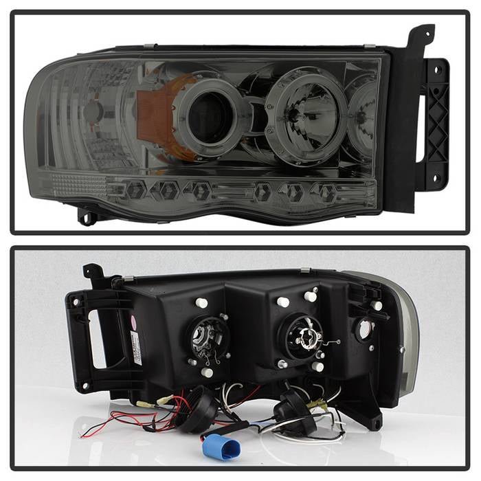 Dodge Ram 1500 02-05 / Ram 2500/3500 03-05 Projector Headlights - LED Halo - Smoke