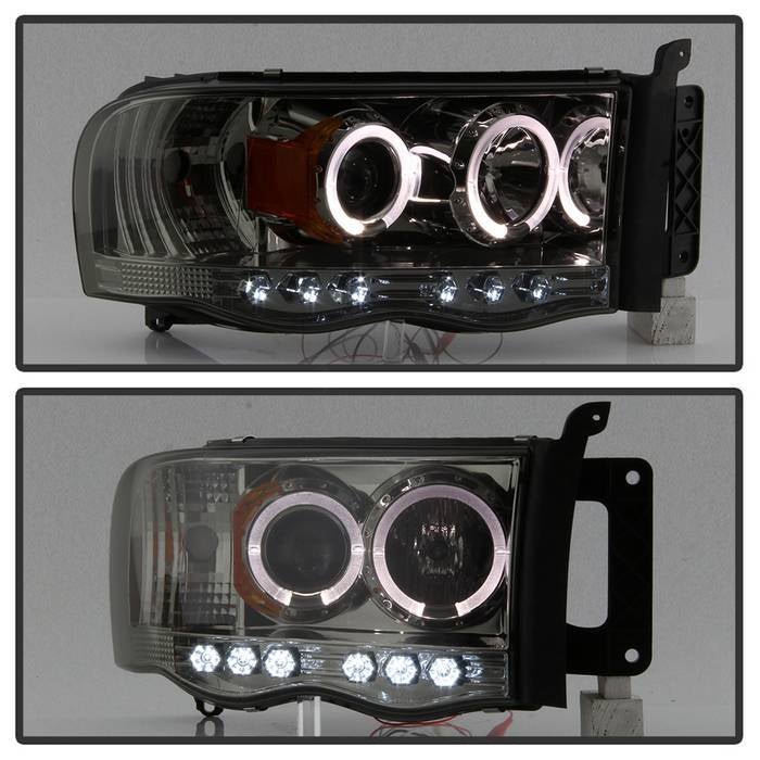 Dodge Ram 1500 02-05 / Ram 2500/3500 03-05 Projector Headlights - LED Halo - Smoke
