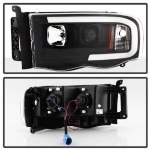 Dodge Ram 1500 02-05 / Ram 2500/3500 03-05 Light Bar Projector Headlights - Black - Image 2