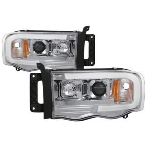 Dodge Ram 1500 02-05 / Ram 2500/3500 03-05 Projector Headlights - Light Bar DRL - Chrome - Image 1
