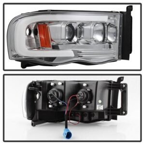 Dodge Ram 1500 02-05 / Ram 2500/3500 03-05 Projector Headlights - Light Bar DRL - Chrome - Image 2