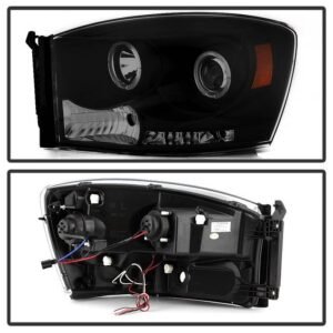 Dodge Ram 1500 06-08 / Ram 2500/3500 06-09 Projector Headlights - LED Halo - Black Smoke - Image 2