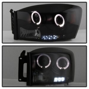 Dodge Ram 1500 06-08 / Ram 2500/3500 06-09 Projector Headlights - LED Halo - Black Smoke - Image 8