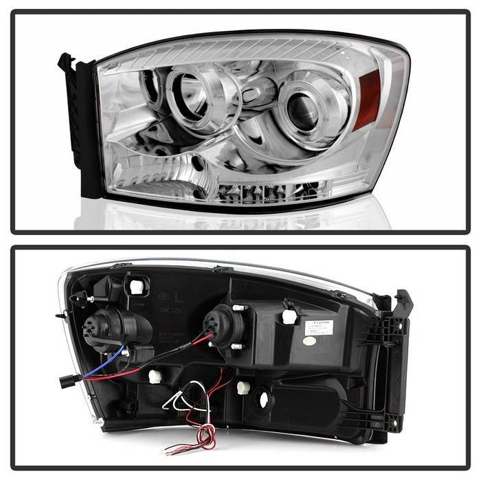 Dodge Ram 1500 06-08 / Ram 2500/3500 06-09 Projector Headlights - LED Halo - Chrome