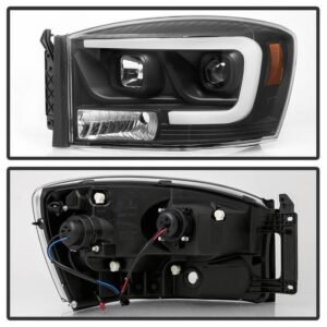 Dodge Ram 1500 06-08 / Ram 2500/3500 06-09  Projector Headlights - Light Bar DRL - Black - Image 2