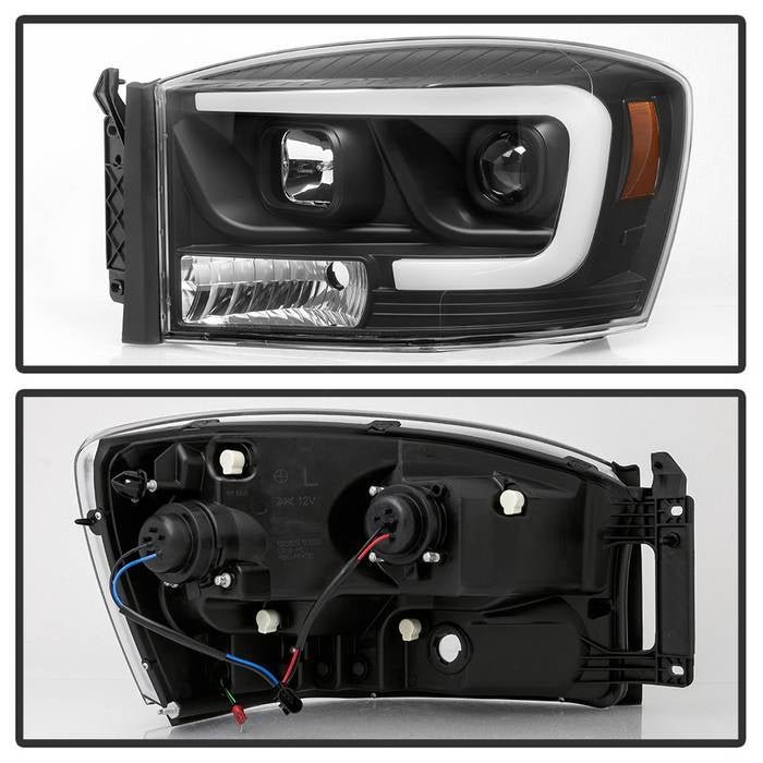 Dodge Ram 1500 06-08 / Ram 2500/3500 06-09  Projector Headlights - Light Bar DRL - Black