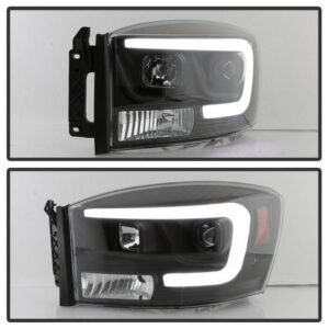 Dodge Ram 1500 06-08 / Ram 2500/3500 06-09  Projector Headlights - Light Bar DRL - Black - Image 8