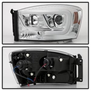 Dodge Ram 1500 06-08 / Ram 2500/3500 06-09 Projector Headlights - Light Bar DRL - Chrome - Image 2