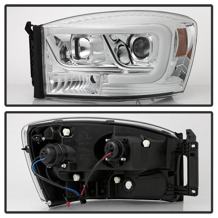 Dodge Ram 1500 06-08 / Ram 2500/3500 06-09 Projector Headlights - Light Bar DRL - Chrome