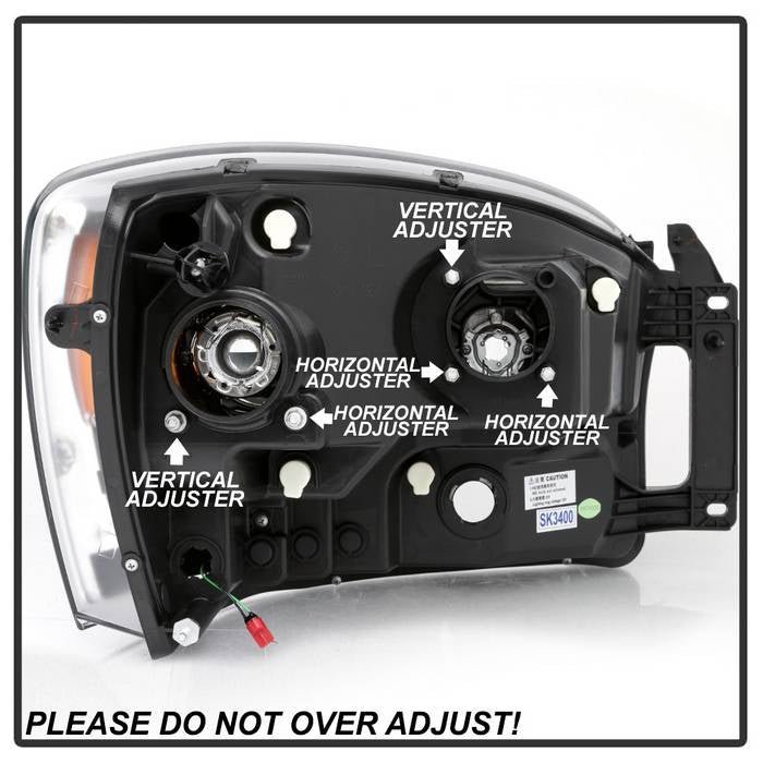 Dodge Ram 1500 06-08 / Ram 2500/3500 06-09 Projector Headlights - Light Bar DRL - Chrome