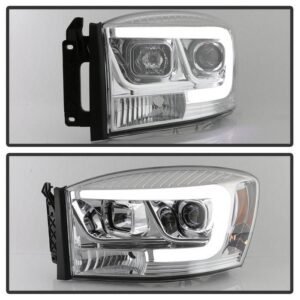 Dodge Ram 1500 06-08 / Ram 2500/3500 06-09 Projector Headlights - Light Bar DRL - Chrome - Image 8