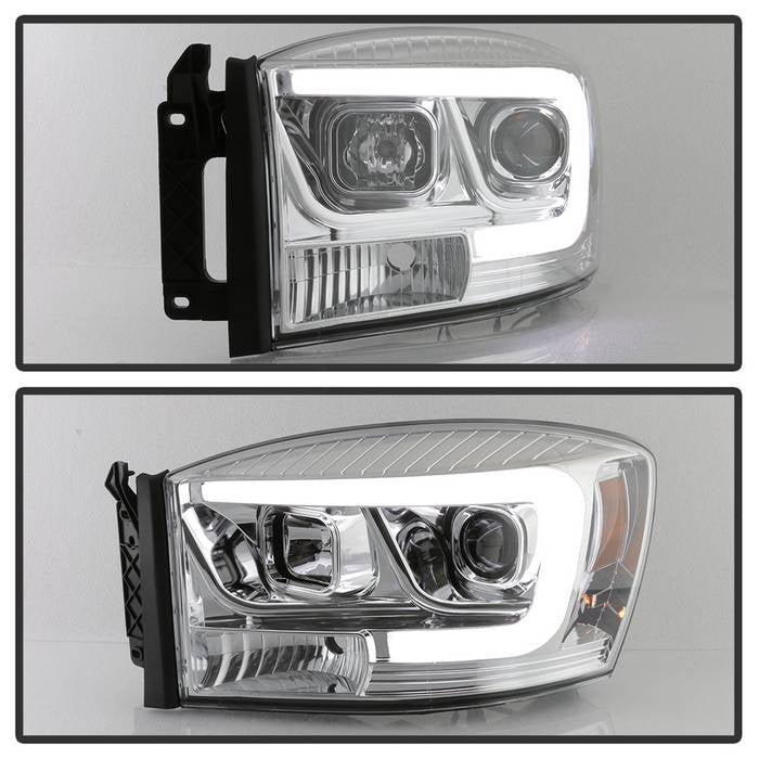 Dodge Ram 1500 06-08 / Ram 2500/3500 06-09 Projector Headlights - Light Bar DRL - Chrome