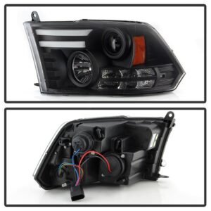 Dodge Ram 1500 13-18 / Ram 2500/3500 13-19 Projector Headlights - Light Bar DRL - Black - Image 2