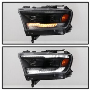 Dodge Ram 1500 2019-2020 Projector Headlights - Sequential Turn Signal  - Black - Image 7