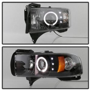 Dodge Ram 1500 94-01 / Ram 2500/3500 94-02 / 99-01 Ram Sport - Projector Headlights - LED Halo - Black - Image 8