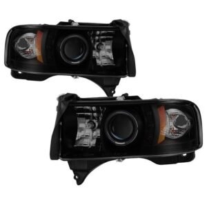 Dodge Ram 1500 94-01 / Ram 2500/3500 94-02 / 99-01 Ram Sport - Projector Headlights - LED Halo - Black Smoke - Image 1