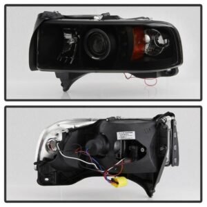 Dodge Ram 1500 94-01 / Ram 2500/3500 94-02 / 99-01 Ram Sport - Projector Headlights - LED Halo - Black Smoke - Image 2