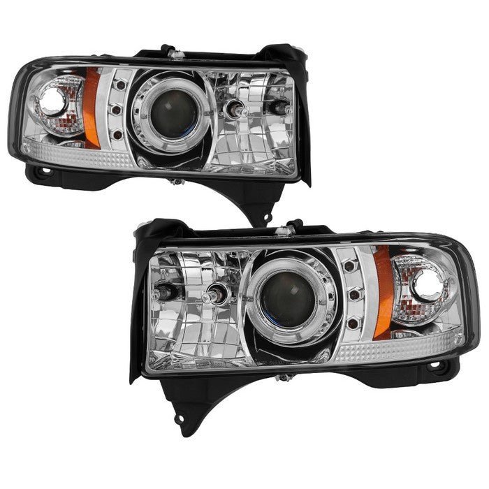 Dodge Ram 1500 94-01 / Ram 2500/3500 94-02 / 99-01 Ram Sport - Projector Headlights - LED Halo - Chrome
