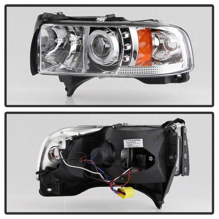 Dodge Ram 1500 94-01 / Ram 2500/3500 94-02 / 99-01 Ram Sport - Projector Headlights - LED Halo - Chrome