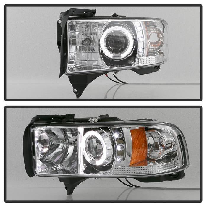 Dodge Ram 1500 94-01 / Ram 2500/3500 94-02 / 99-01 Ram Sport - Projector Headlights - LED Halo - Chrome