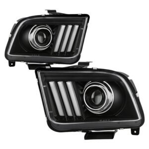 Ford Mustang 2005-2008 Equipped Headlights - Black - Image 1