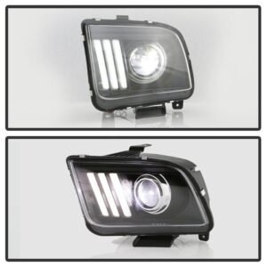 Ford Mustang 2005-2008 Equipped Headlights - Black - Image 6