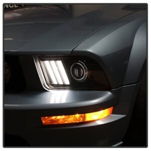 Ford Mustang 2005-2008 Projector Headlights - DRL LED - Black - Image 2