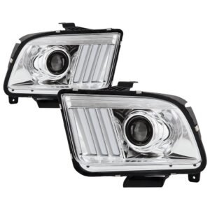 Ford Mustang 2005-2008 Projector Headlights - DRL LED - Chrome - Image 1