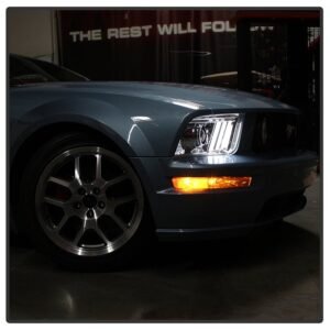 Ford Mustang 2005-2008 Projector Headlights - DRL LED - Chrome - Image 11