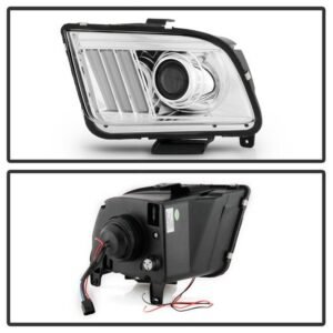 Ford Mustang 2005-2008 Projector Headlights - DRL LED - Chrome - Image 2