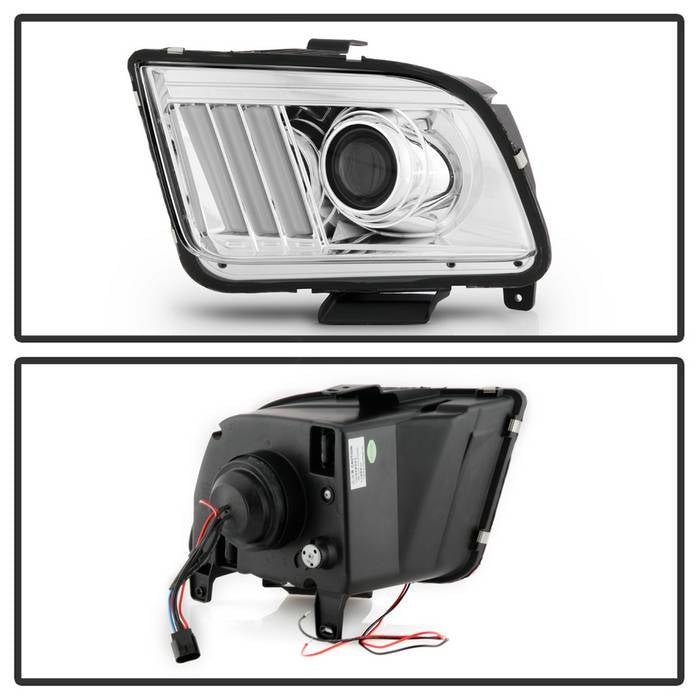Ford Mustang 2005-2008 Projector Headlights - DRL LED - Chrome