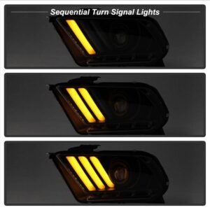 Ford Mustang 2013-2014 Projector Headlights - Sequential Turn Signal - Black - Image 9