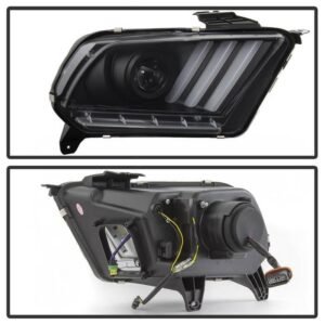 Ford Mustang 2013-2014 Projector Headlights - Sequential Turn Signal - Black - Image 2