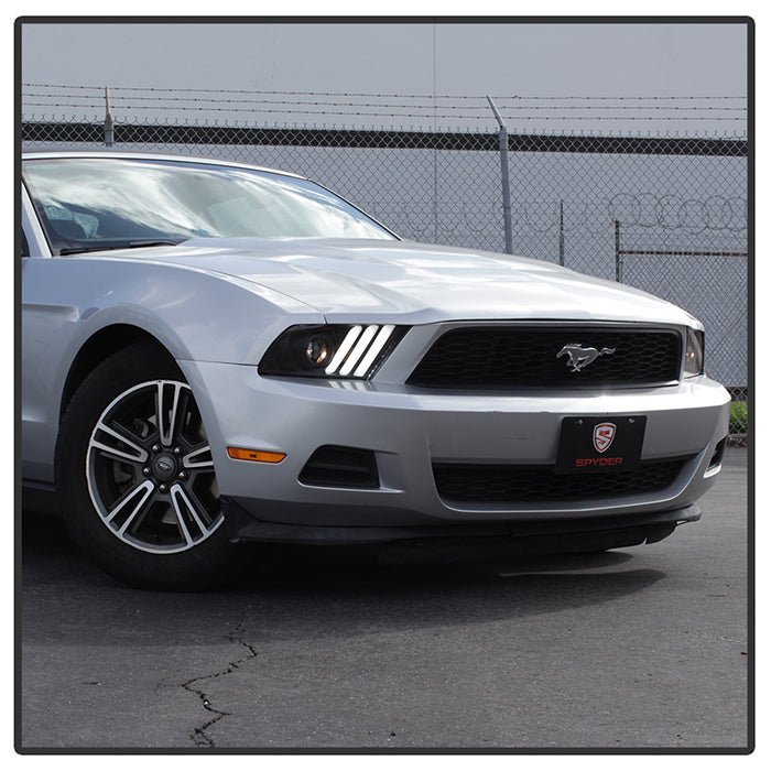 Ford Mustang 2010-2014 Projector Headlights - LED Sequential Turn Signals - Black