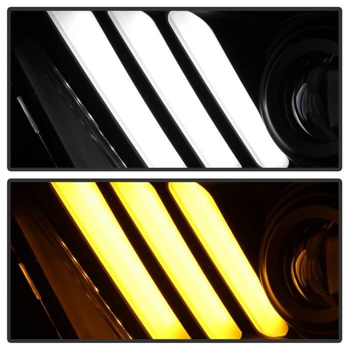 Ford Mustang 2010-2014 Projector Headlights - LED Sequential Turn Signals - Black