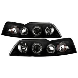 Ford Mustang 99-04 Projector Headlights - LED Halo - Black - Image 1