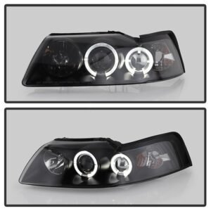 Ford Mustang 99-04 Projector Headlights - LED Halo - Black - Image 9