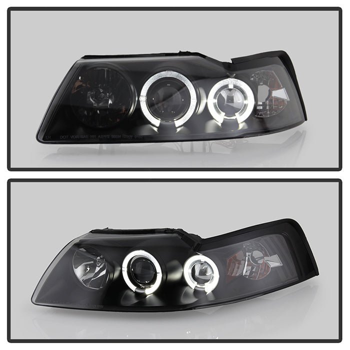 Ford Mustang 99-04 Projector Headlights - LED Halo - Black