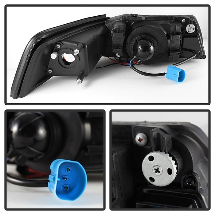Ford Mustang 99-04 Projector Headlights - LED Halo - Smoke