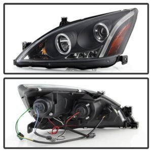Honda Accord 03-07 Projector Headlights- Black - Image 2