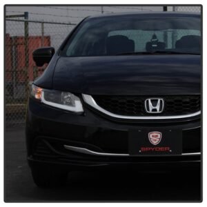 Honda Civic 2012-2014 Projector Headlights- Black - Image 8